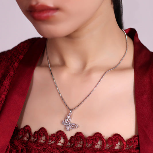 Graceful Butterfly Pendant with Chain - Symbol of Transformation & Freedom