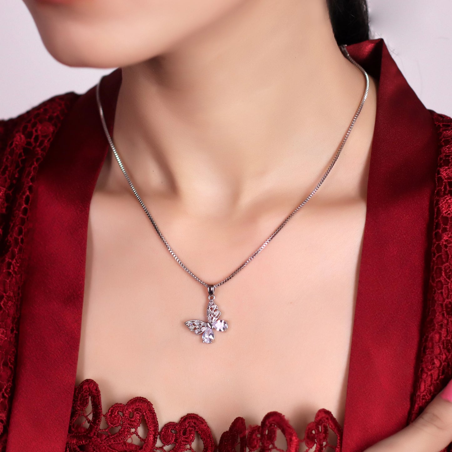 Crystal Butterfly Pendant with Chain - Sparkling Elegance & Transformation