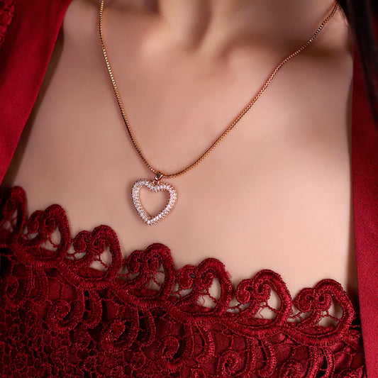 Gold Heart Pendant with Chain - Elegant & Timeless Love
