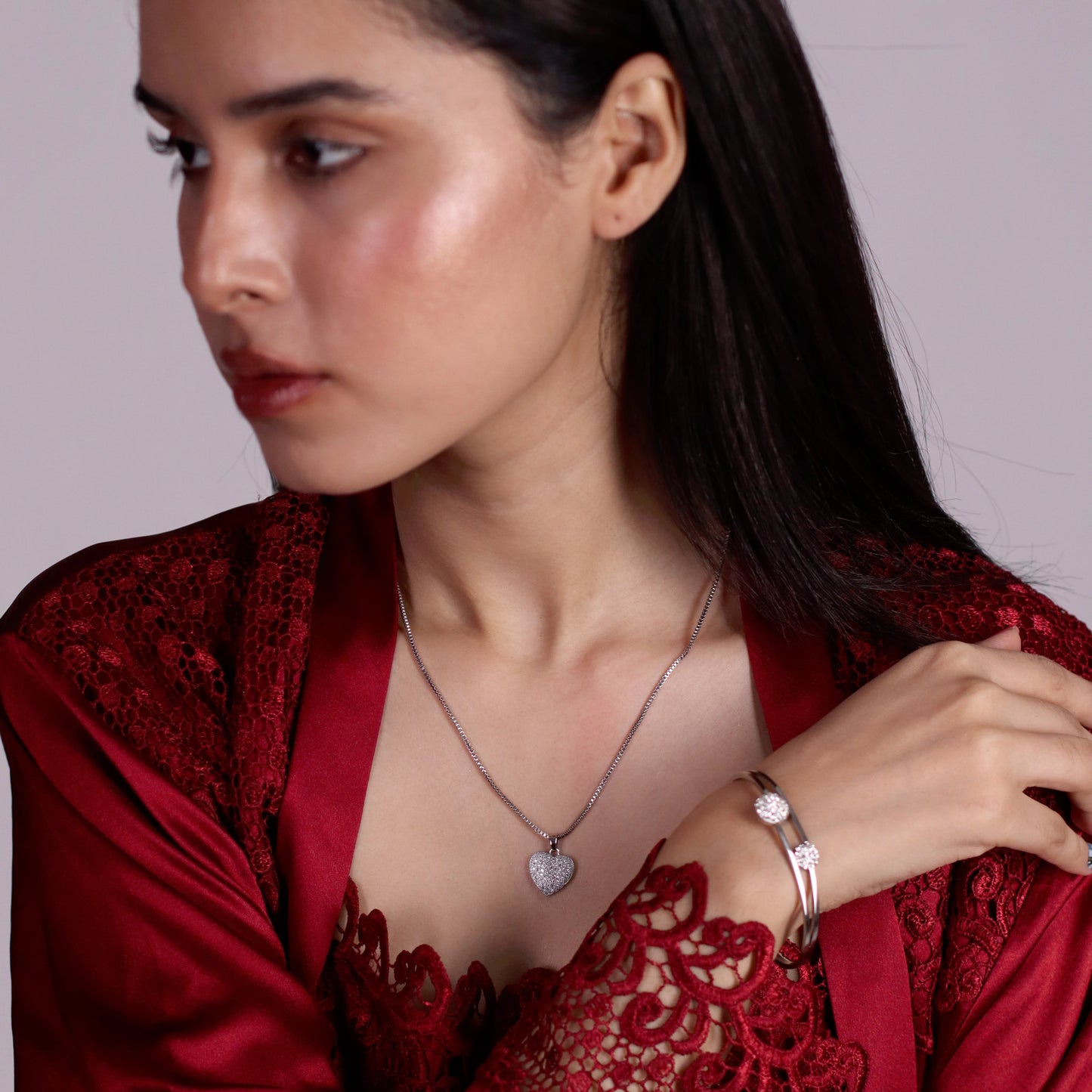 Elegant Silver Heart Pendant with Chain - Timeless Charm & Love