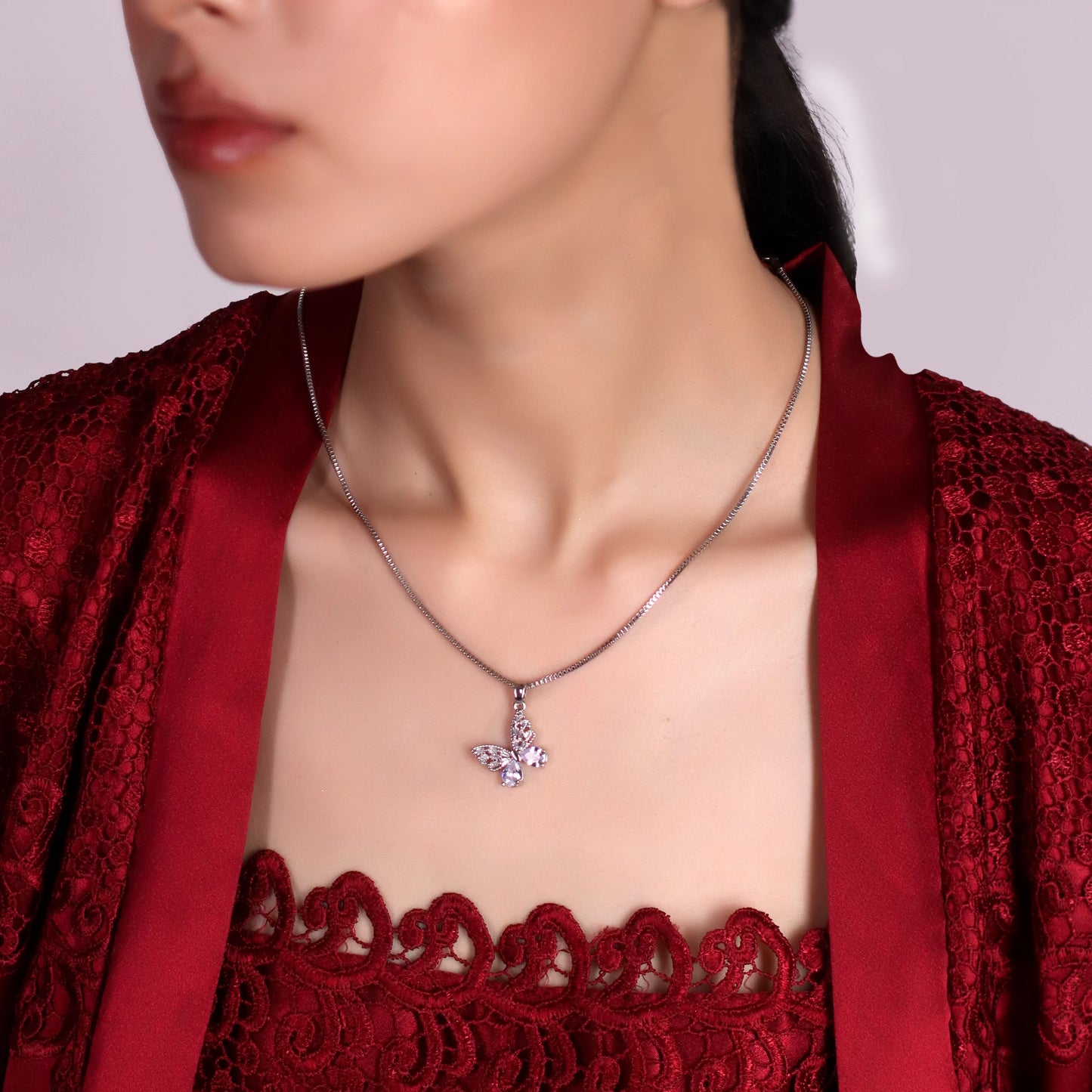 Crystal Butterfly Pendant with Chain - Sparkling Elegance & Transformation