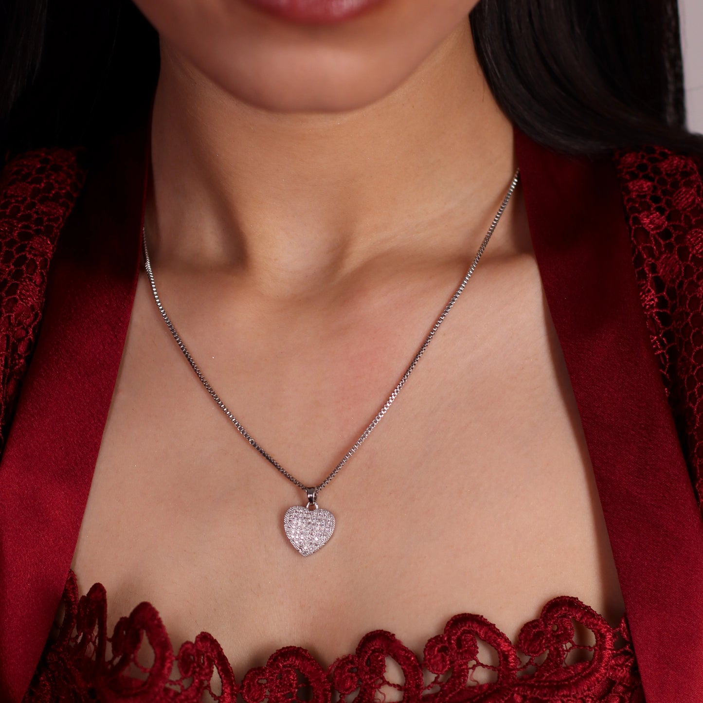 Elegant Silver Heart Pendant with Chain - Timeless Charm & Love
