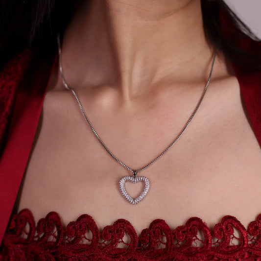 Silver Heart Pendant with Chain - Elegant & Light-Weight Love