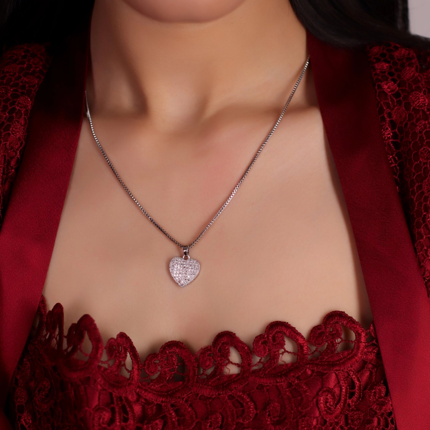 Elegant Silver Heart Pendant with Chain - Timeless Charm & Love
