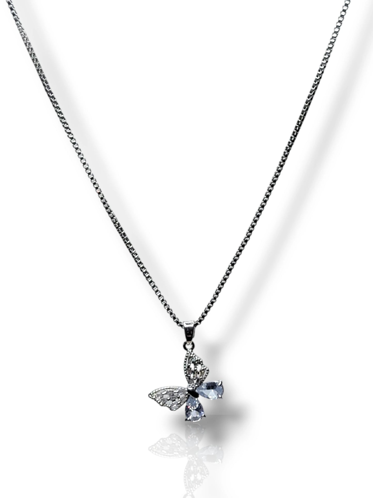 Crystal Butterfly Pendant with Chain - Sparkling Elegance & Transformation