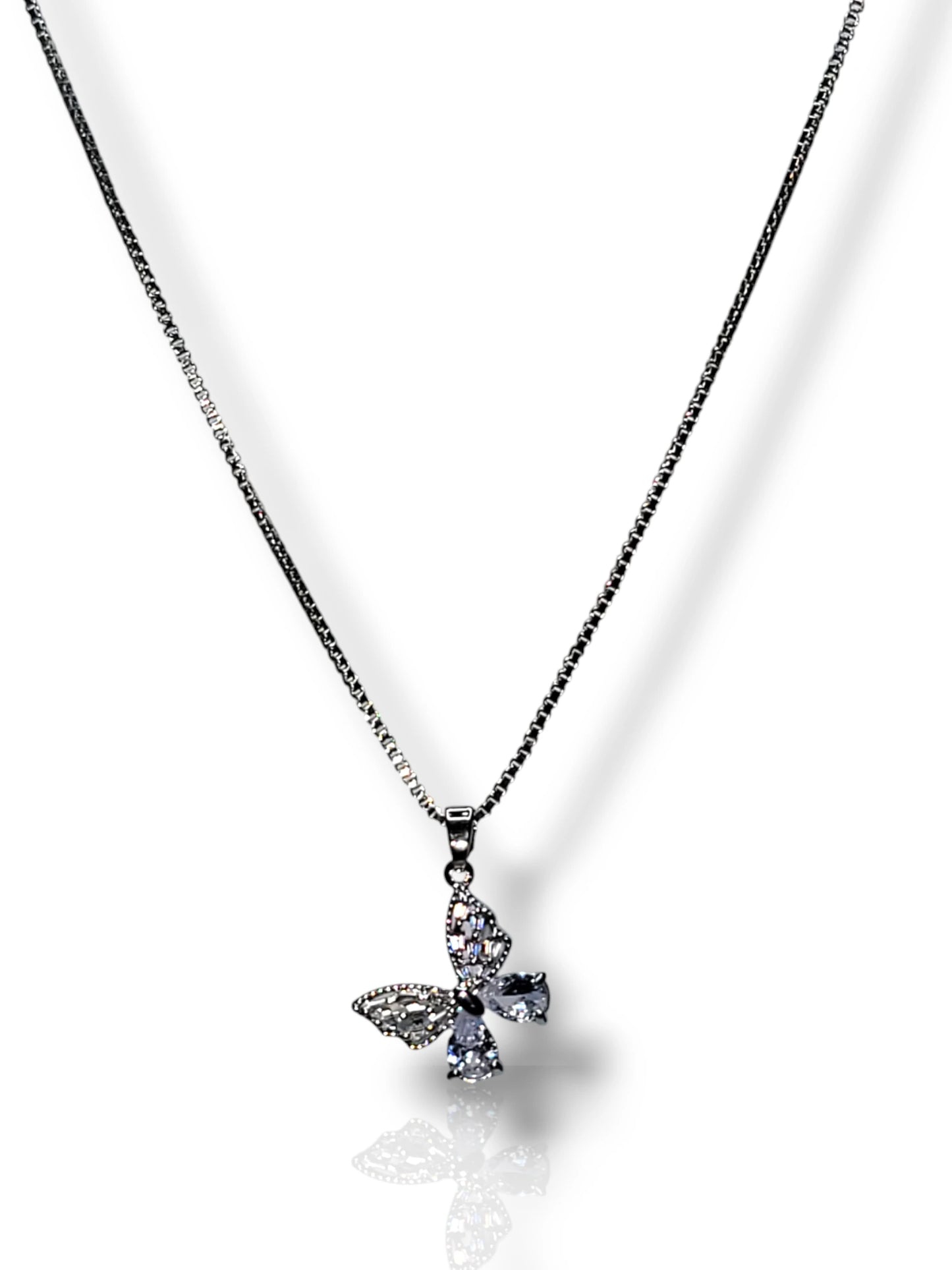 Crystal Butterfly Pendant with Chain - Sparkling Elegance & Transformation