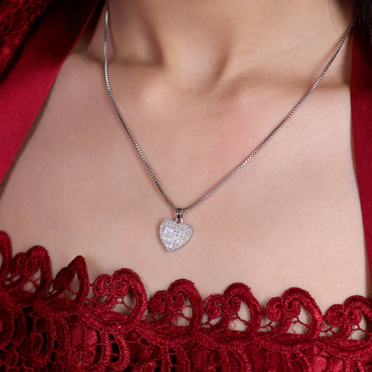 Elegant Silver Heart Pendant with Chain - Timeless Charm & Love