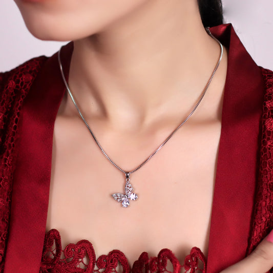Crystal Butterfly Pendant with Chain - Sparkling Elegance & Transformation