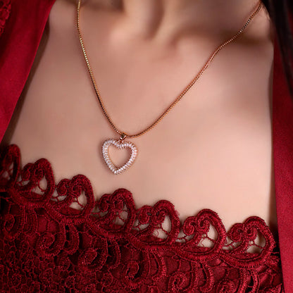 Gold Heart Pendant with Chain - Elegant & Timeless Love