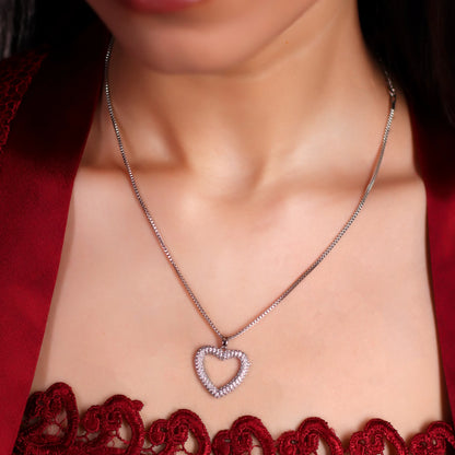 Silver Heart Pendant with Chain - Elegant & Light-Weight Love