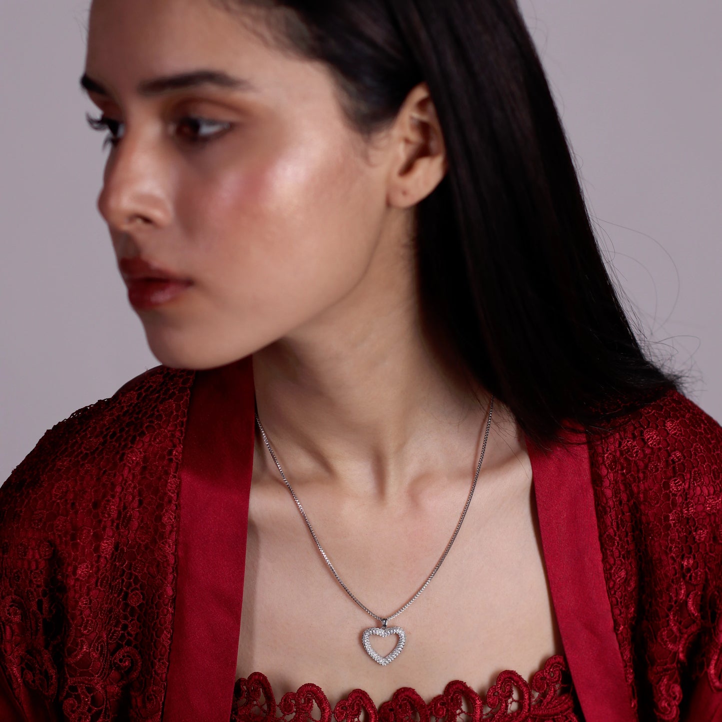 Silver Heart Pendant with Chain - Elegant & Light-Weight Love