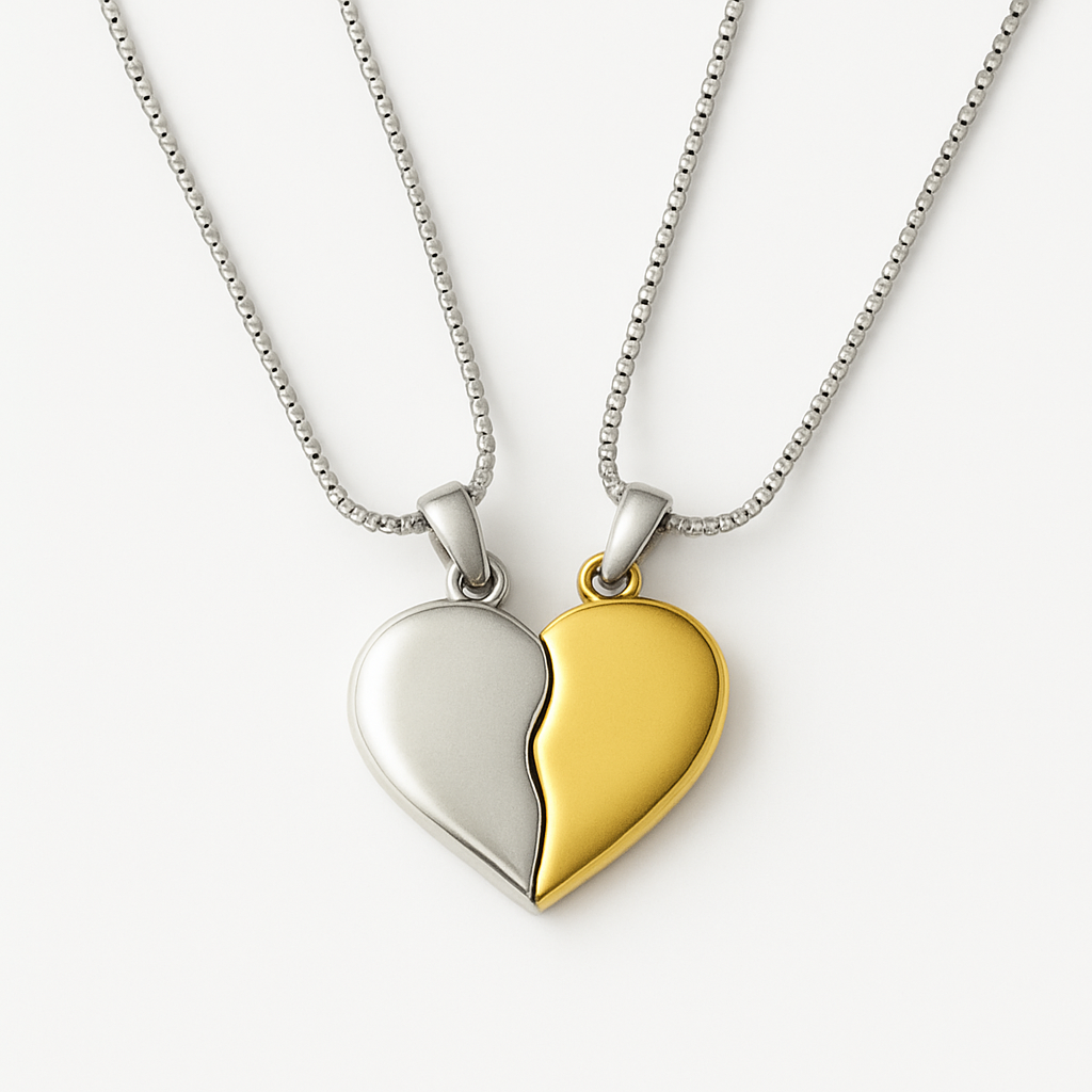 Magnetic Hearts – Inter connect Couple heart Pendant