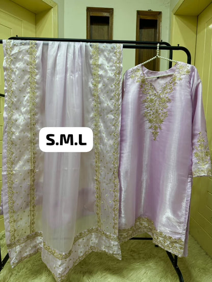 Heavy Sequins tilla Embroidery  Shesha Silk dress