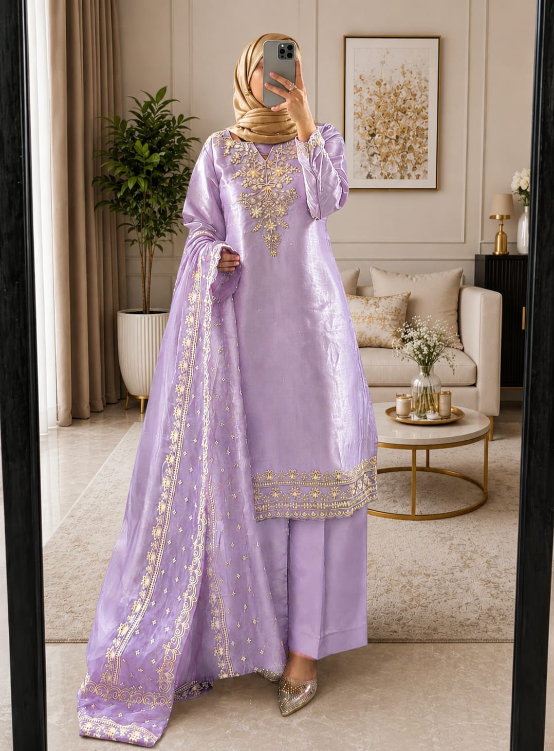 Heavy Sequins tilla Embroidery  Shesha Silk dress