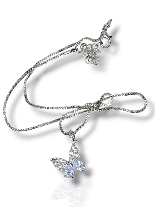 Crystal Butterfly Pendant with Chain - Sparkling Elegance & Transformation