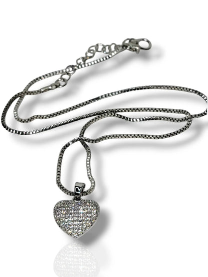 Elegant Silver Heart Pendant with Chain - Timeless Charm & Love