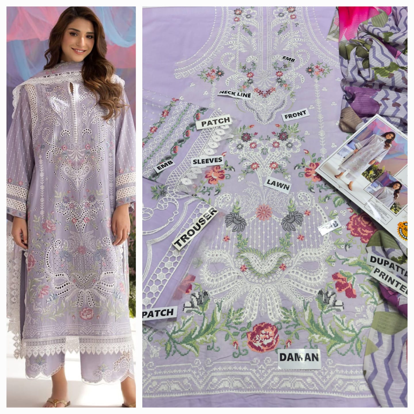 Mix Brand Lawn Suit