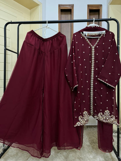 Embroidered Chiffon Dress