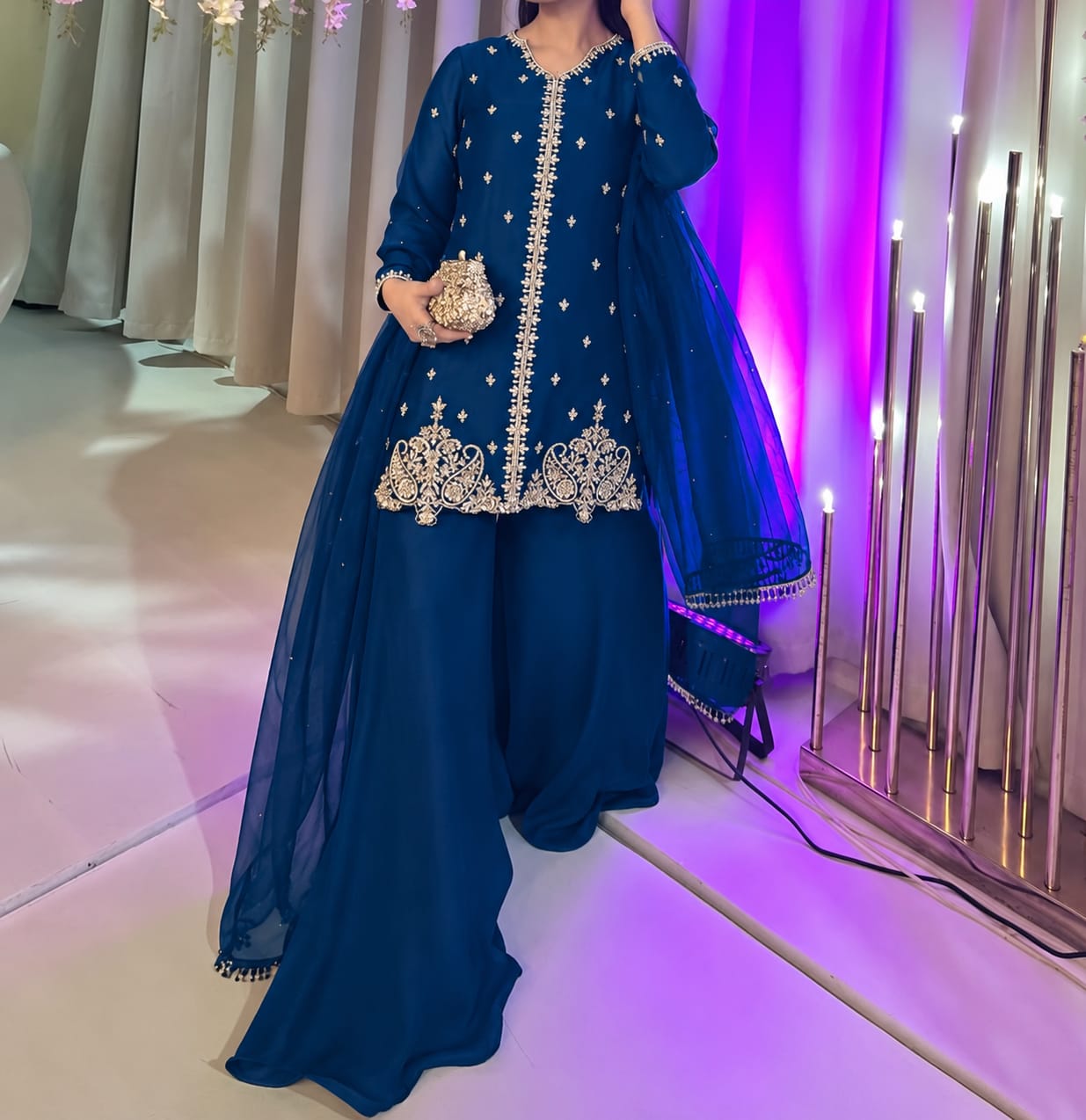 Embroidered Chiffon Dress