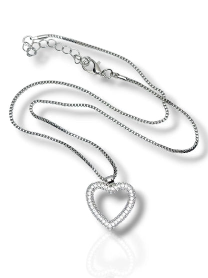 Silver Heart Pendant with Chain - Elegant & Light-Weight Love