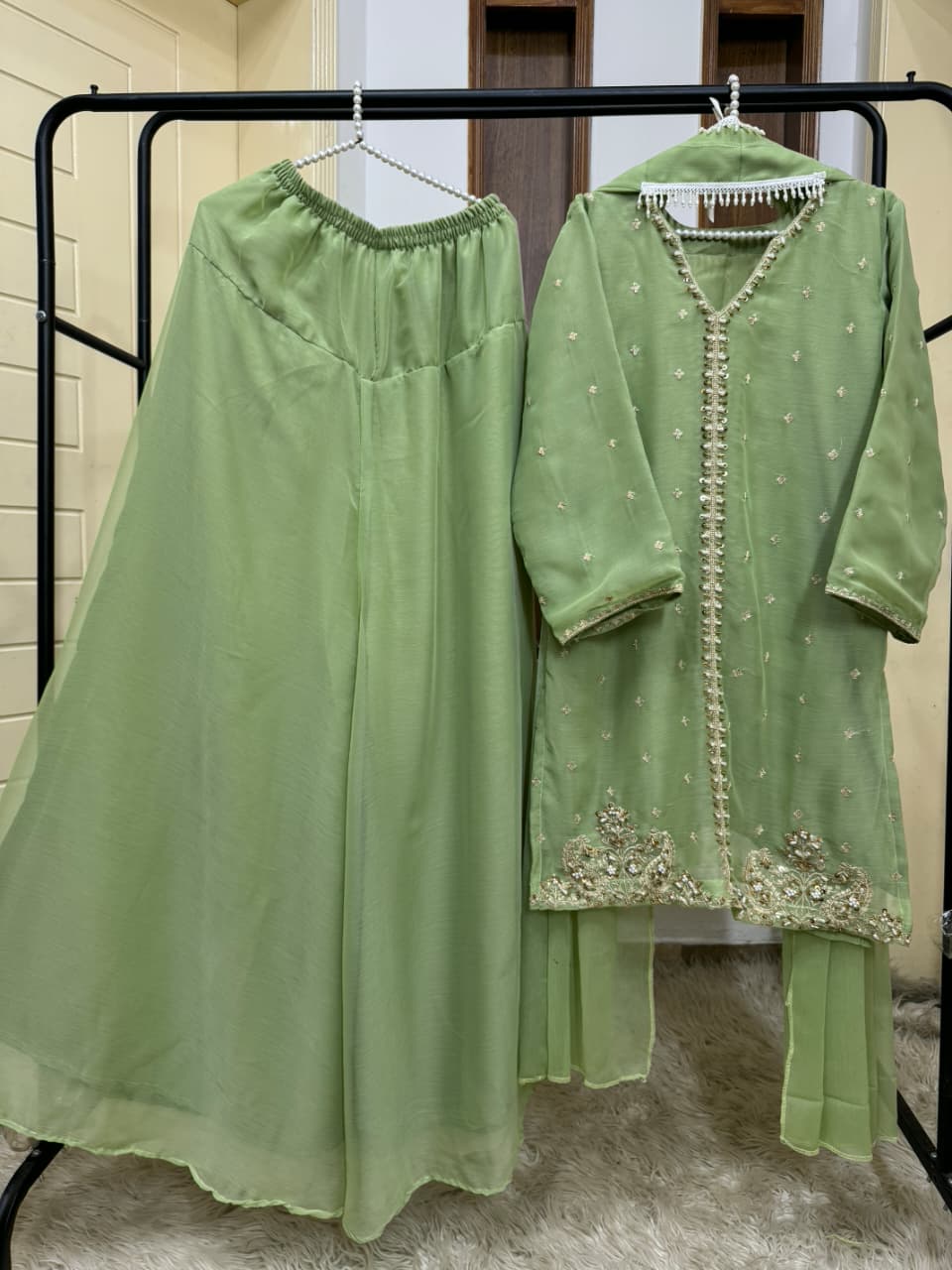 Embroidered Chiffon Dress