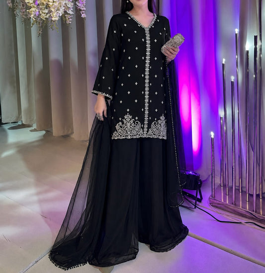 Embroidered Chiffon Dress