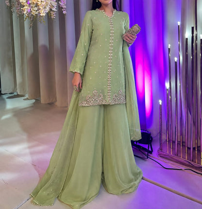 Embroidered Chiffon Dress