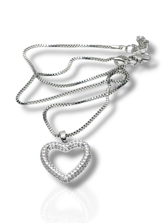 Silver Heart Pendant with Chain - Elegant & Light-Weight Love