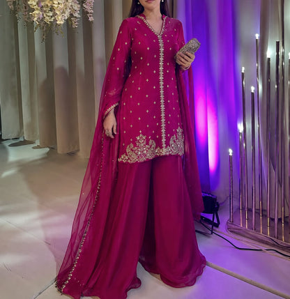 Embroidered Chiffon Dress