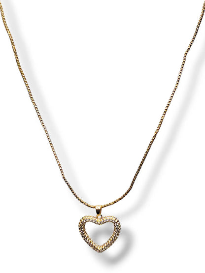 Gold Heart Pendant with Chain - Elegant & Timeless Love