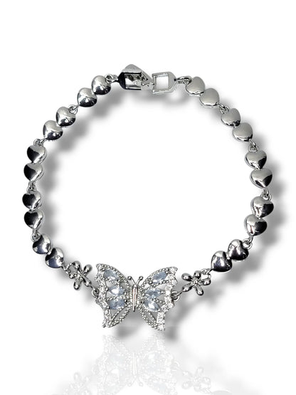 Delicate Silver Butterfly Bracelet - Elegant & Timeless Charm