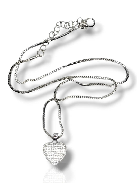 Elegant Silver Heart Pendant with Chain - Timeless Charm & Love
